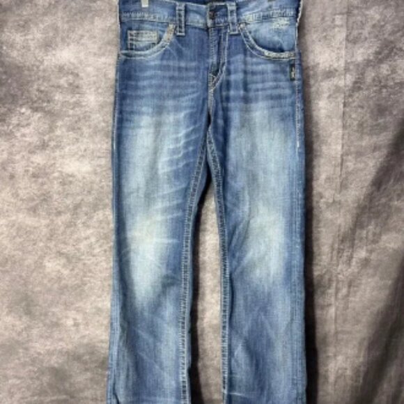 Silver Jeans Co Zac Men's 30x30 Blue Straight Leg Contrast Stitch Whiskered - Picture 1 of 16